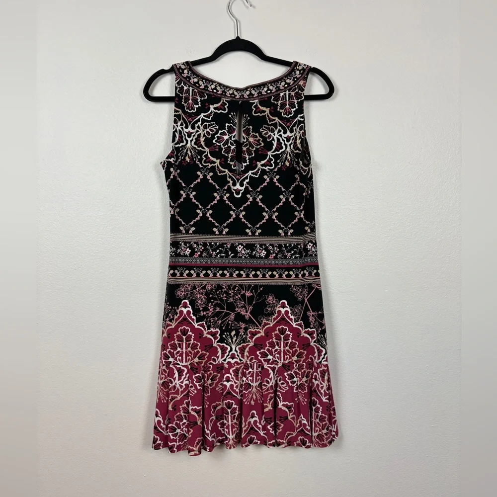White House Black Market Career Casual Elegant Black and Pink Sleeveless Dress S - Picture 2 of 3